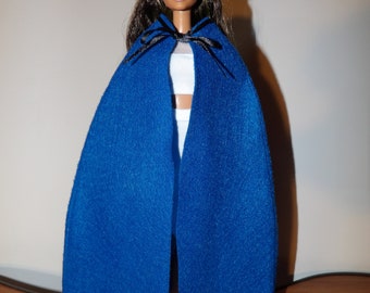 Long solid royal blue felt cape for Male & Female Fashion Dolls - ed1775