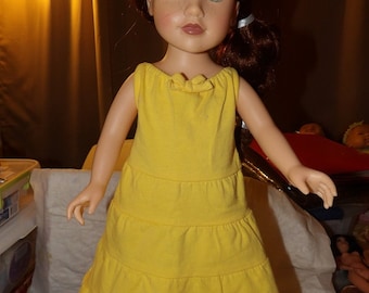 Yellow 3 tiered ruffed sundress for 18 inch Dolls - ag243