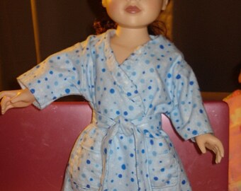 Blue polka dot Flannel robe for 18 inch Dolls - ag90