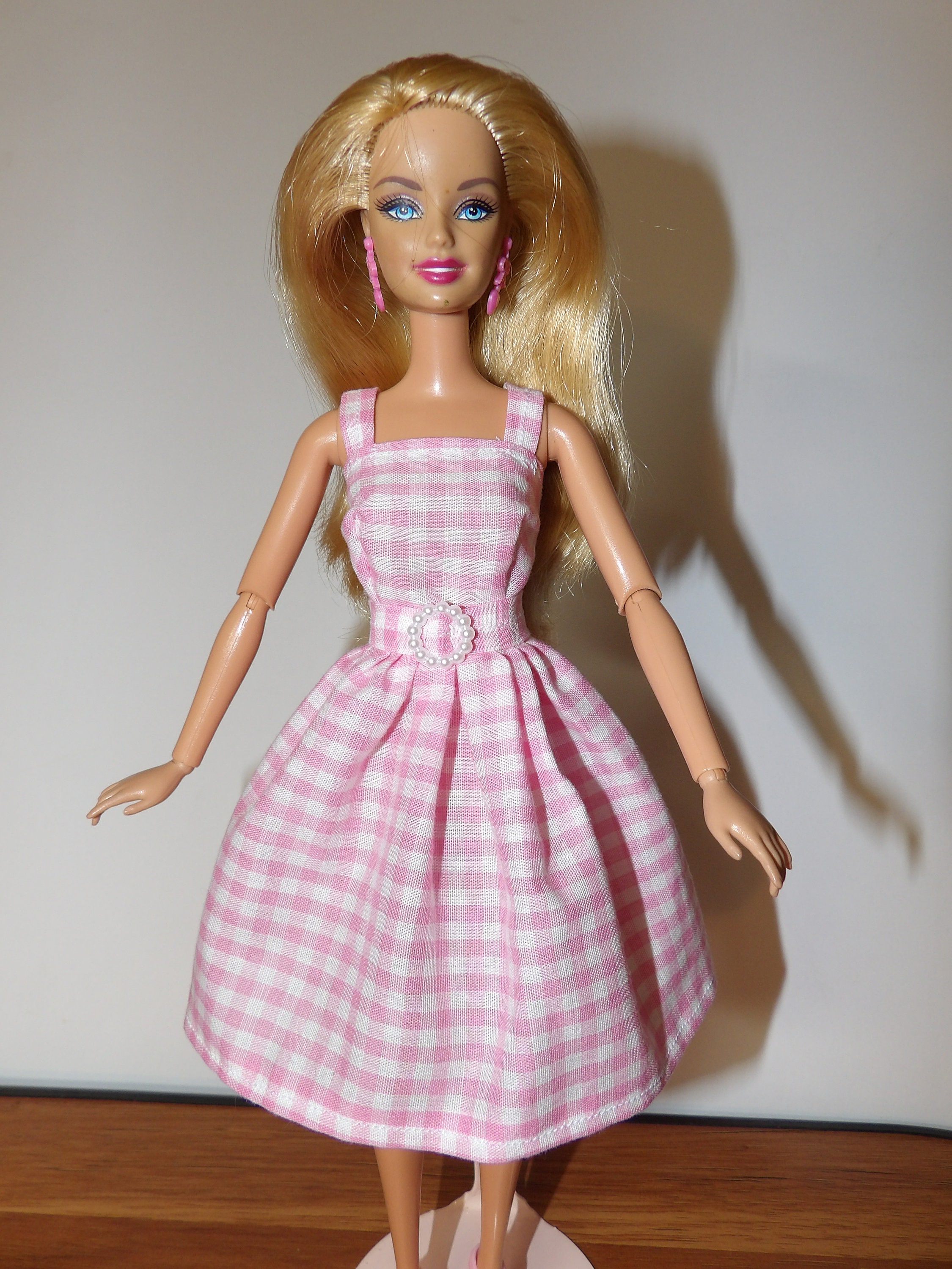 Movie Inspired Pink & White Checked Sun Dress for Fashion