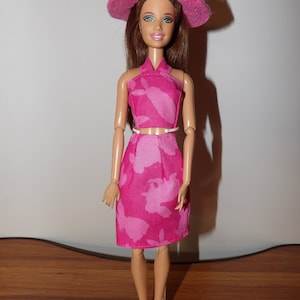 Pink on pink Osterhase Print Halter Top & Rock Set mit rosa Mütze für Fashion Dolls - ed1713
