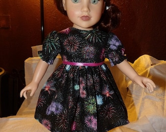 Colorful sparkling firework print party dress for 18 inch Dolls - ag252