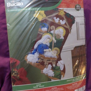 DIY rare Bucilla Nativity scene 18 inch make it yourself christmas stocking kit - sk2
