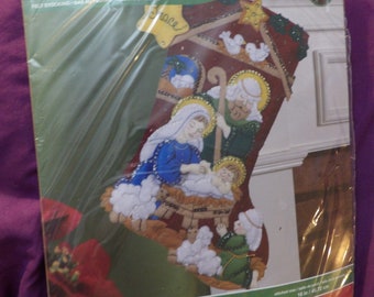 Bucilla Nativity Baby ~ 18 Felt Christmas Stocking Kit #86170, Jesus,  Manger DIY