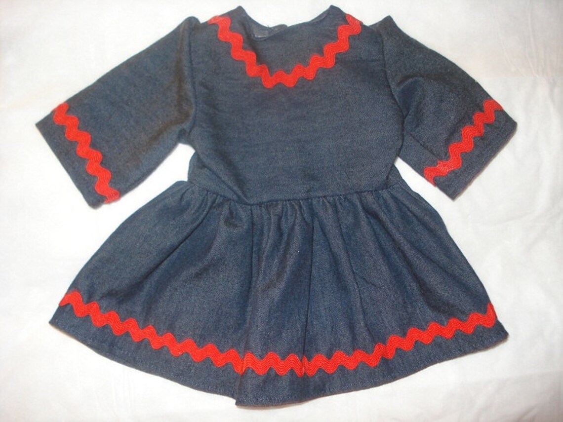 Denim Dress With Red Rick Rack Trim for 18 Inch Dolls Ag152 Etsy