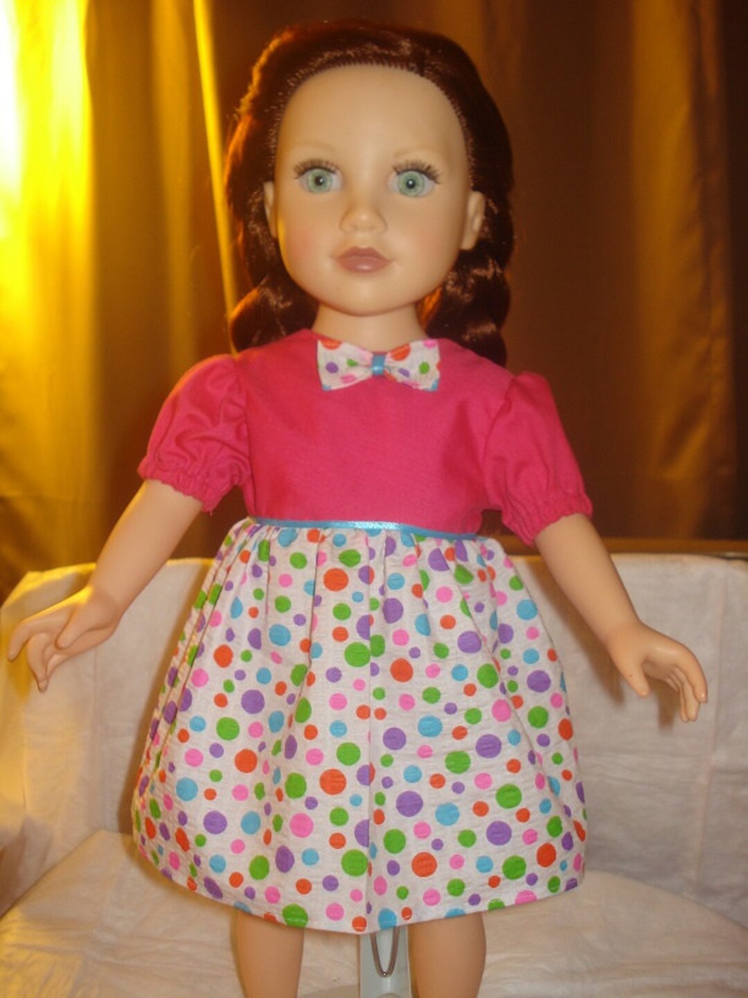 Pink and Colorful Polka Dot Full Dress for 18 Inch Dolls - Etsy