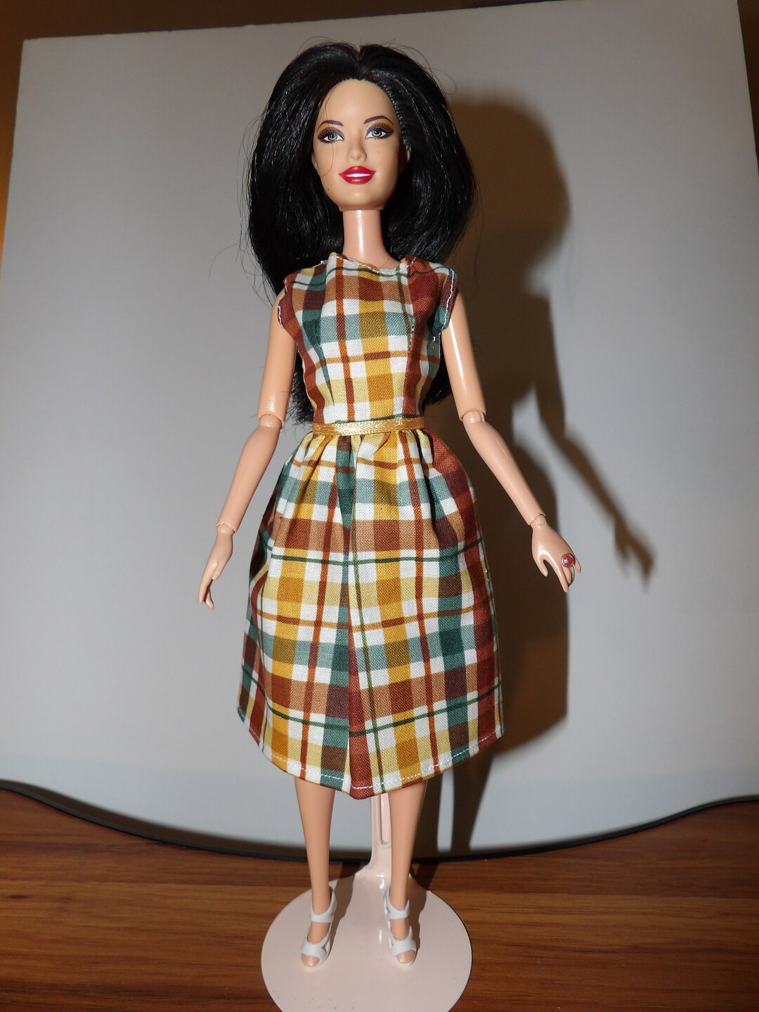 Modest Dress in Rust, Yellow & Green Plaid for Fashion Dolls Ed1756 - Etsy