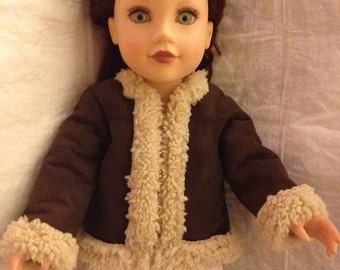 Handmade faux Sherpa & Suede coat for 18 inch dolls - ag270