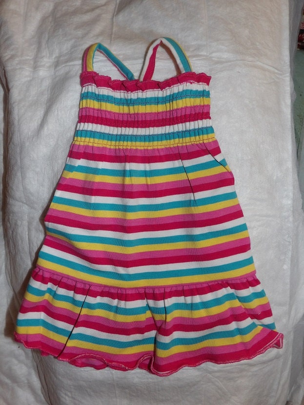 Colorful Striped Knit Dress With Rousched Top & Ruffled | Etsy