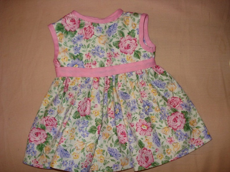 Colorful Floral Sleeveless Full Dress With Pink Trim for 18 - Etsy