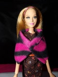 Fashion Doll Coordinates - Short hot pink & black Zebra print wrap cape - es360