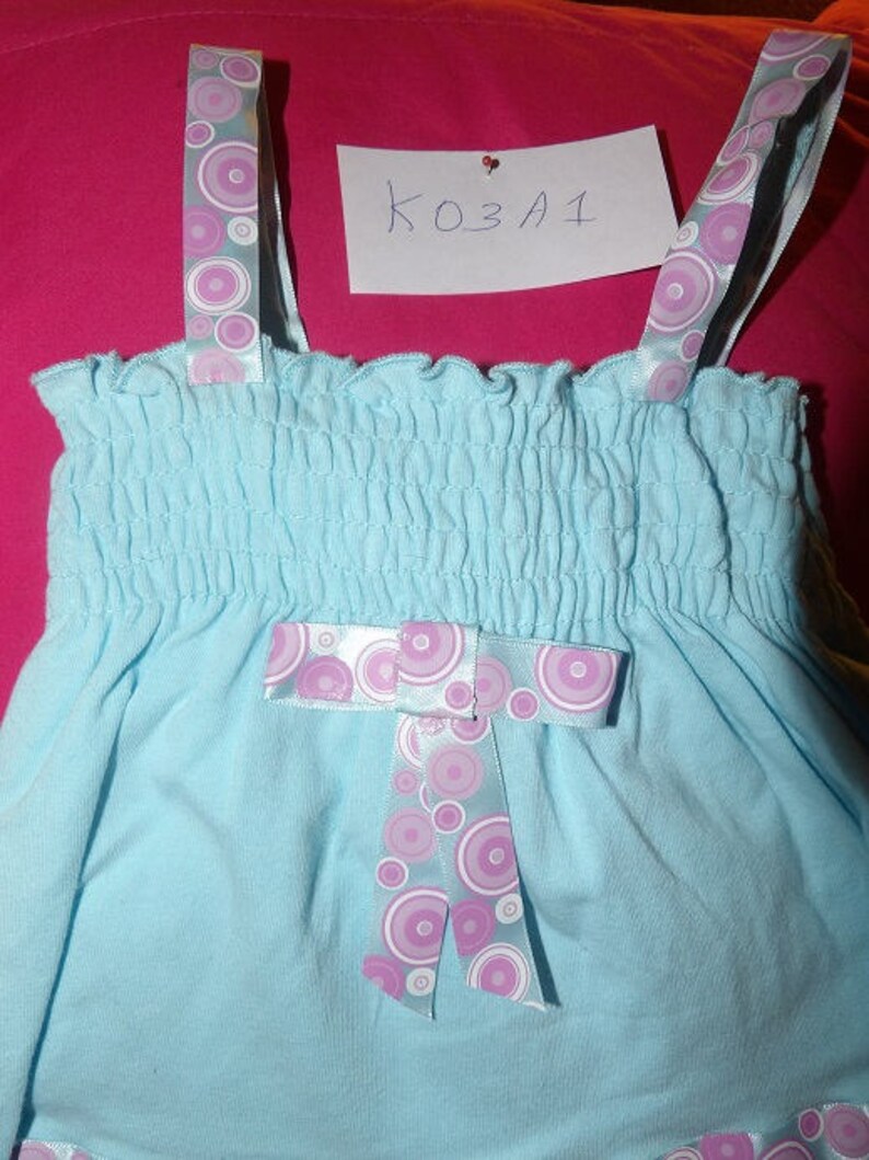 3 to 6 month size blue knit sun dress & matching panty set k03a1 image 3