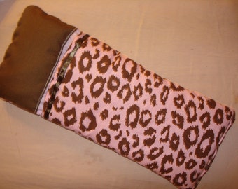 Fashion Doll sized sleeping bag in pink and brown Leopard - bsb1