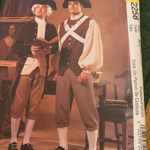NEW McCall&#39;s Costume Pattern 2258 SZ 36-38-40 Men&#39;s Revolutionary Costume