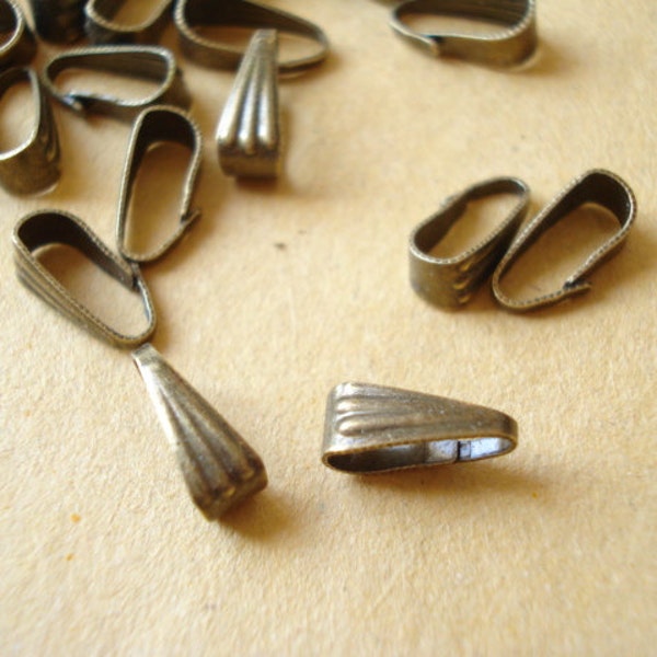 100pcs Antiqued Brass Snap On Bails 8.5x3.5mm A-62