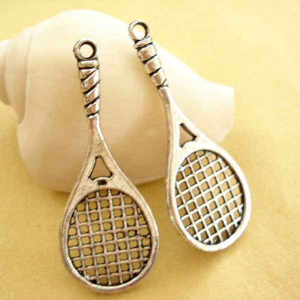 10pcs Tennis Bracket  Pendant/ Antiqued Silver Tone B96