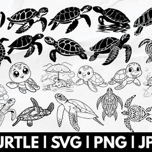 Sea Turtle SVG Bundle: 22 Turtle Designs Clipart (Digital Download