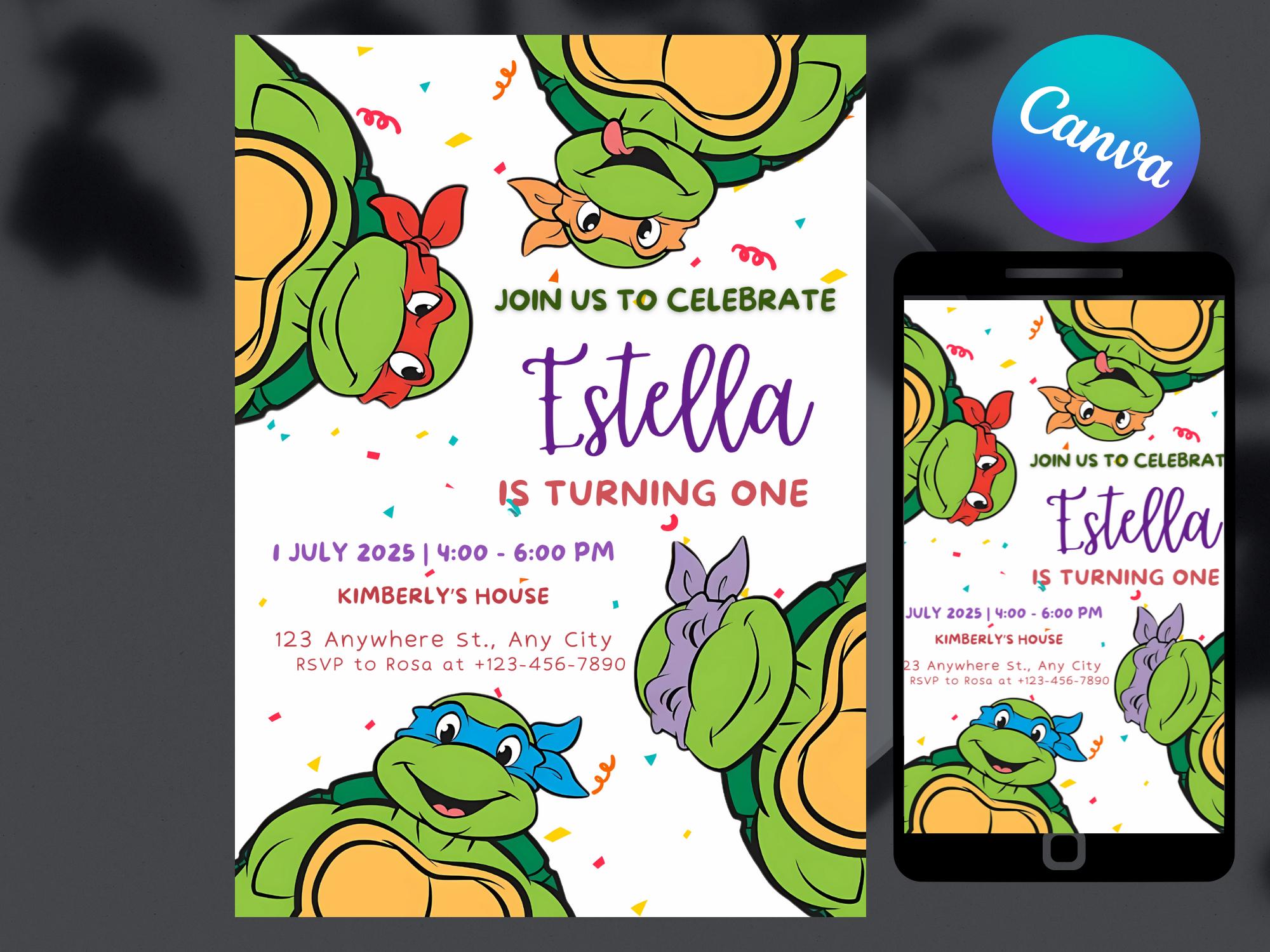 Ninja Turtles Invitation - Etsy, image size:2000x1500