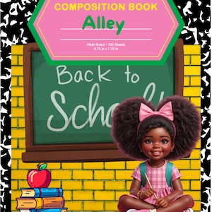 Editable Composition Notebook Cover – Back to School Canva Template – Printable Digital Notebook Design, School Supplies, Instant Download