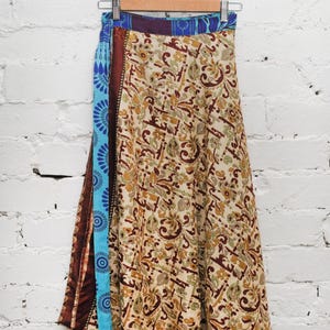 The 70s Revival Wrap - Vintage Sari Silk Wrap Skirt - Morning Mandala
