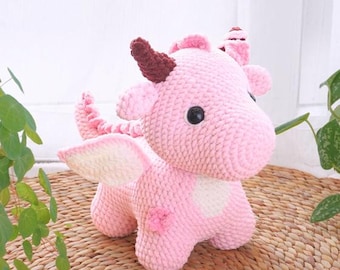 Dragon Crochet Pattern PDF, Amigurumi Dragon Plush Toy, Stuffed Animal Crochet Tutorial for Beginners