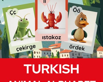 Turkish Animal Alphabet Flashcards