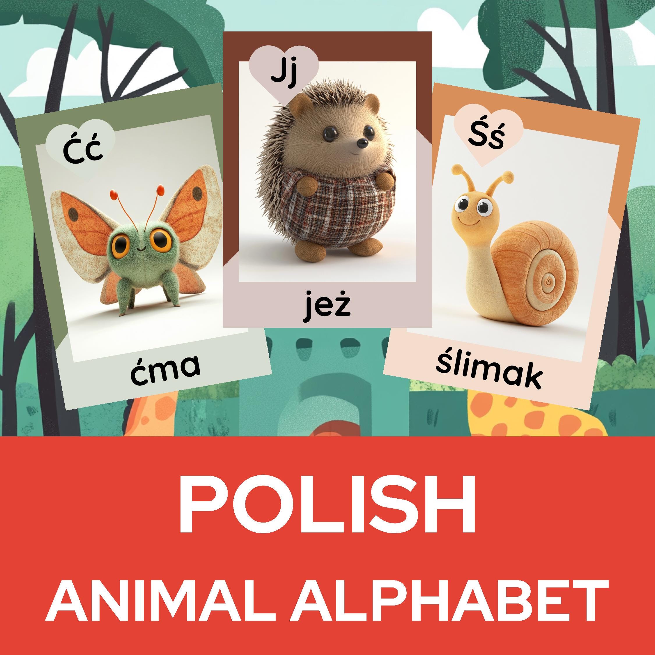 Polish Animal Alphabet Flashcards