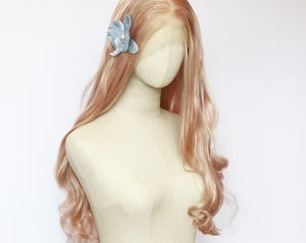 Peluca frontal de encaje rosa cálido: cabello sintético resistente al calor