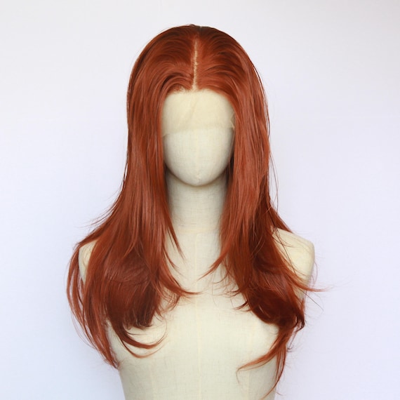 Orange Lace Front Wig: Heat-resistant Synthetic Hair, 26  display picture 1