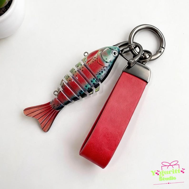 Personalized Fishing Lure Keychain | Custom Fish Keychain | Engraved Keychain | Fishing Gift for Dad Husband Grandpa | Fish Bait Charm Red