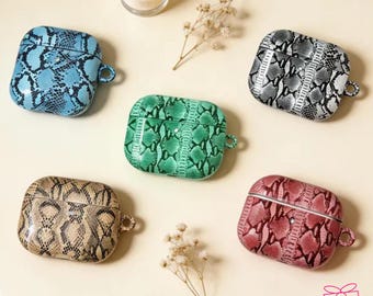 Estuche para AirPods con estampado de serpiente colorido / Funda para AirPods con estética Y2K / Estuche rígido vintage para PC / Regalo moderno para chica / Regalo de San Valentín