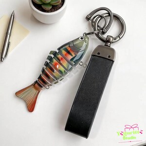 Personalized Fishing Lure Keychain | Custom Fish Keychain | Engraved Keychain | Fishing Gift for Dad Husband Grandpa | Fish Bait Charm Black