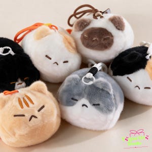 Cute Cat Plush Keychain | Kawaii Cat Bag Charm | Palm Size Plushie | Desk Buddy | Soft Toy | Christmas Gift | Gift For Cat Lovers