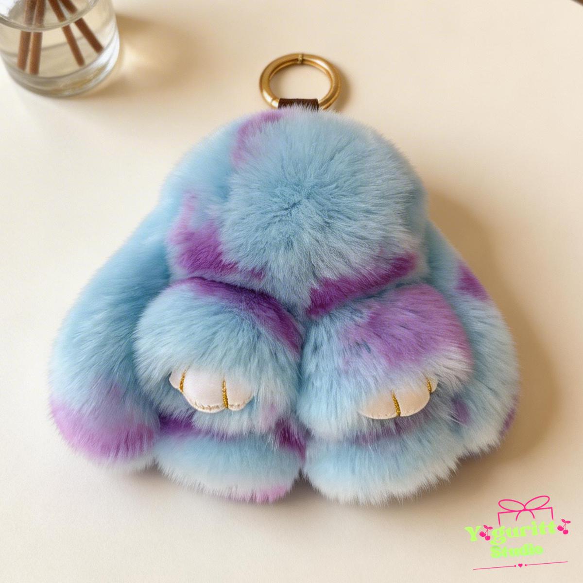 Running Rabbit Pink Keychain Fluffy Bunny Keychain | Cute Rabbit Bag Charm | Plush Bunny Keyring ...