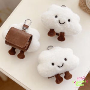 Cloud Cowhide AirPods-skal | Plysch Cloud AirPods-fodral | AirPods-skal i konstläder | Söt sommarfödelsedagspresent | Present till bästa vän