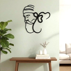 Art mural Ik Onkar | Décoration d'intérieur sikh, enseigne en bois Guru Nanak Dev Ji