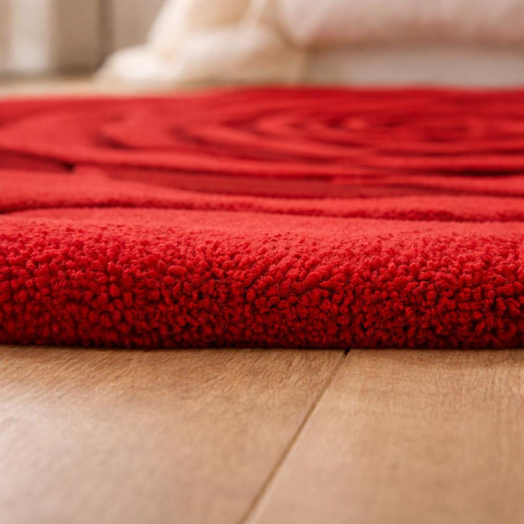 Hand Tufted Wool Area Rug Modern Handmade Red Rose Floral Design Carpet ...