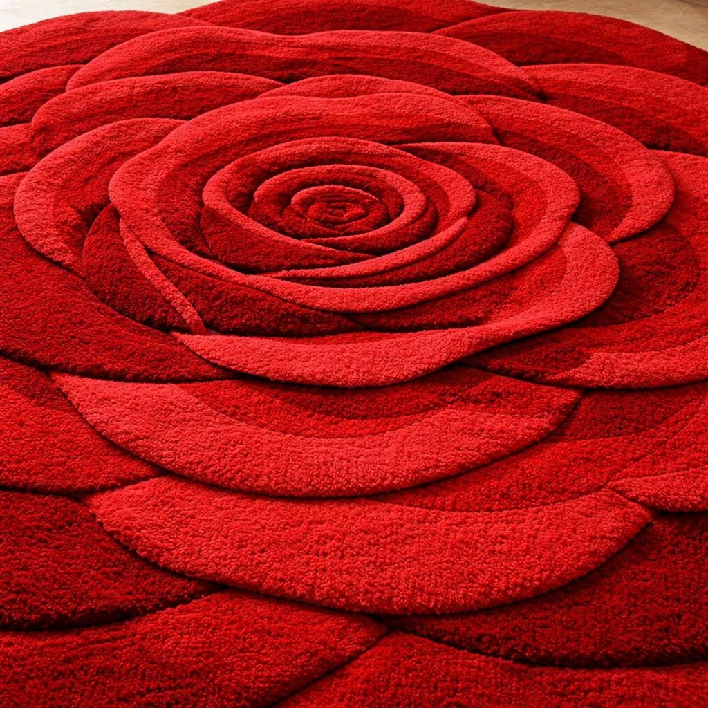 Hand Tufted Wool Area Rug Modern Handmade Red Rose Floral Design Carpet ...
