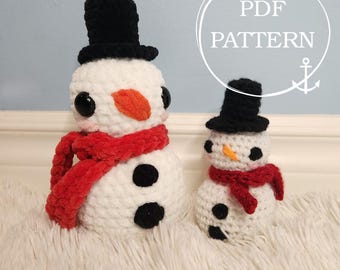Padrão de crochê de boneco de neve de Natal | PDF de pelúcia do Jack, o Boneco de Neve | Tutorial de amigurumi de inverno
