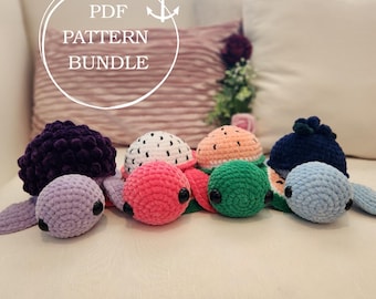 Fruit Turtle Crochet Pattern Bundle | Amigurumi Plush PDF Set | Strawberry, Blueberry, Grape, Dragonfruit, Watermelon