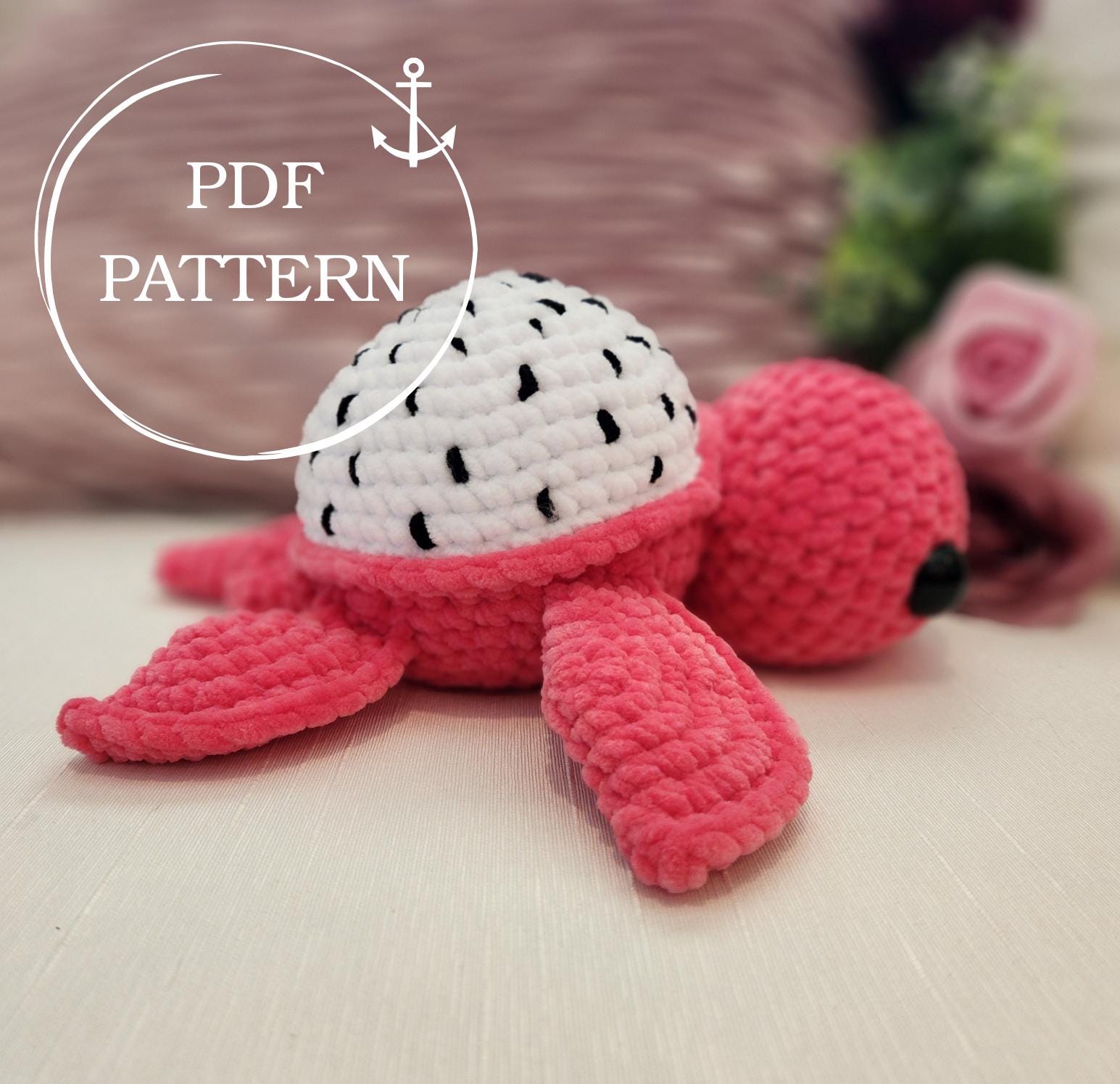 Dragon Fruit Turtle Crochet Pattern: Amigurumi Plush PDF Tutorial