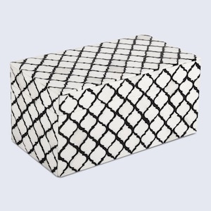 Multi Purpose Storage Box - Made of Wood and Bone Inlay - Ideal for Gift Decoration and Home Decor - Moroccan Trellis Design - Black & White