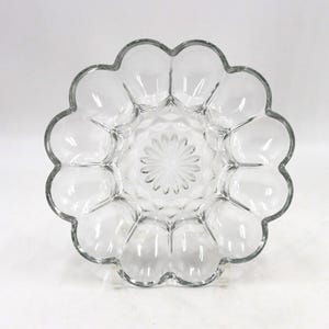 Vintage Anchor Hocking Fairfield Deviled Egg Platter | Clear Glass Starburst Serving Dish