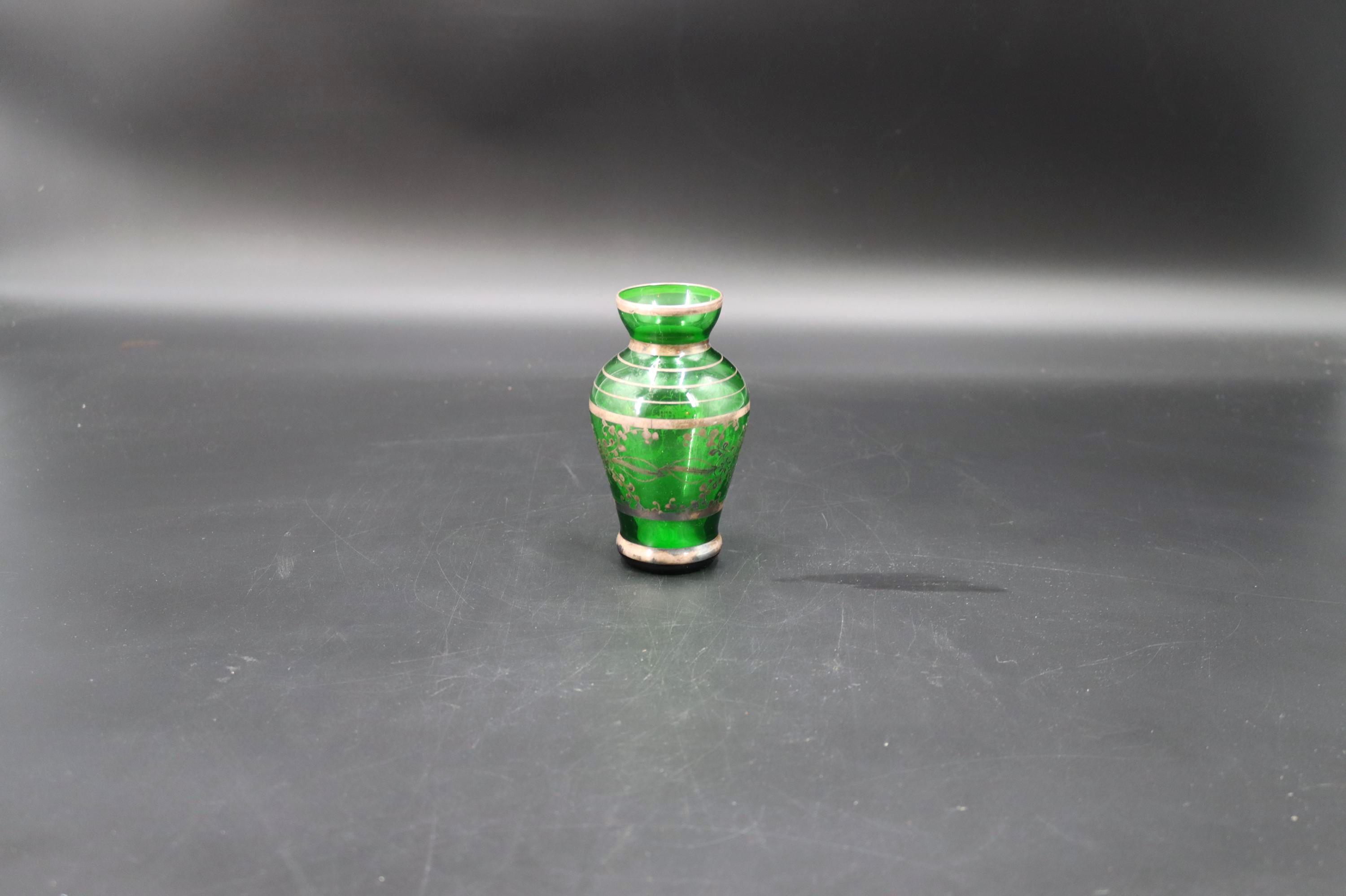 Green Glass Silver Overlay - Etsy