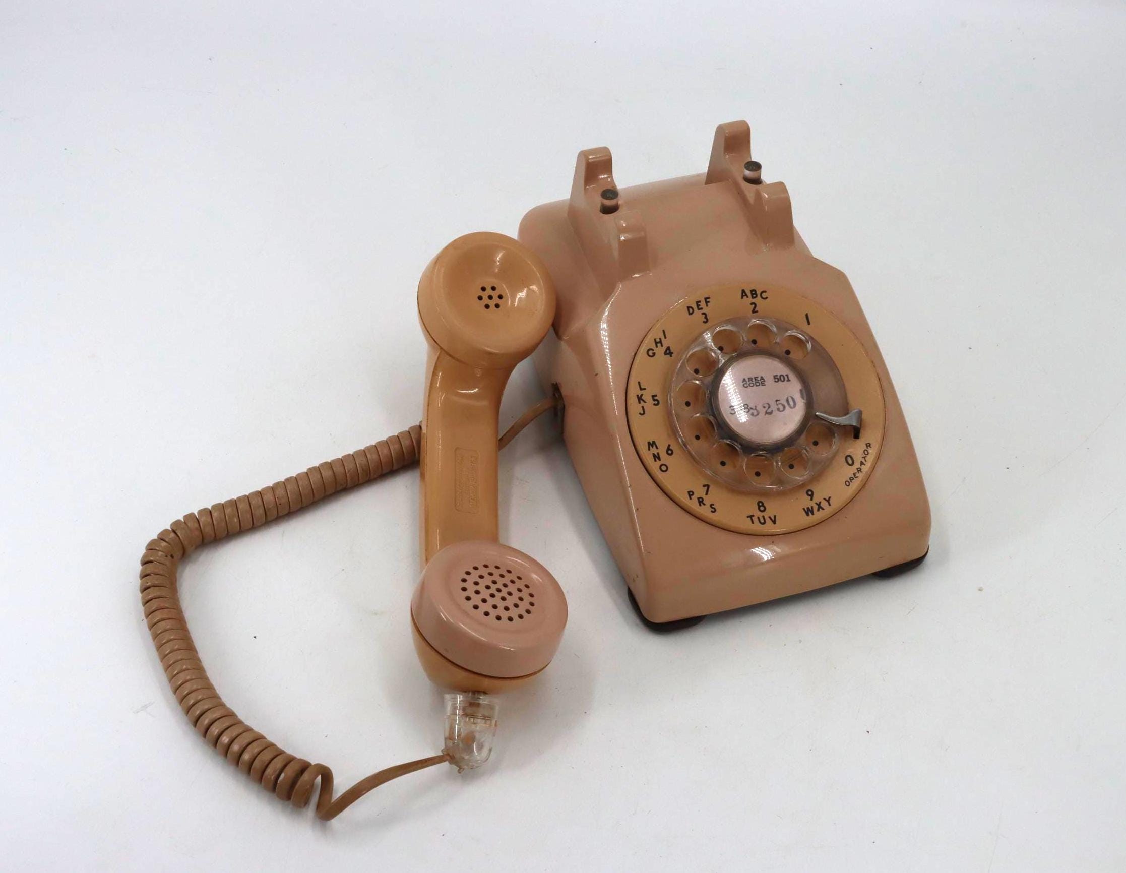 Old Rodeo Phone Vintage Western Electric Rotary Phone | Beige 1970s Desk Landline ...