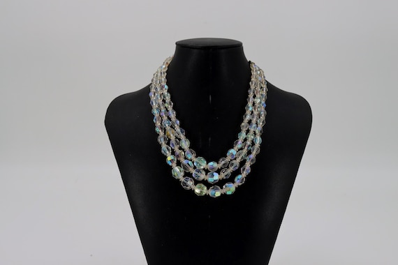 Vintage Aurora Borealis Bead Necklace: 1950s Irid… - image 1