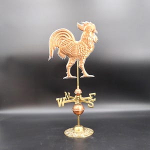 Vintage Copper Rooster Weather Vane: Farmhouse Rustic Wind Directional