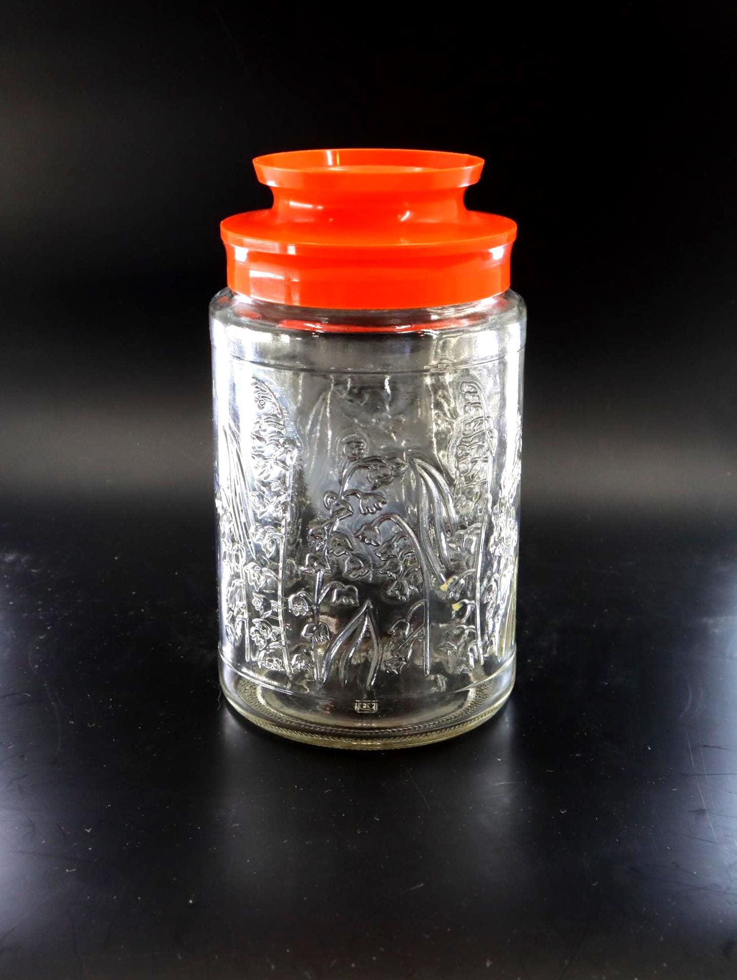 Vintage Orange Glass Jar With Lid - Etsy