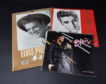Set of 3 Vintage Elvis Presley Calendars – 1987, 1988, 1991