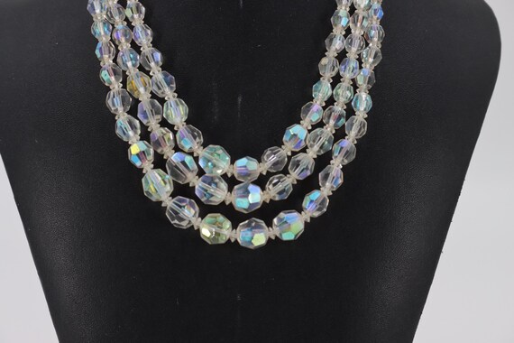 Vintage Aurora Borealis Bead Necklace: 1950s Irid… - image 3